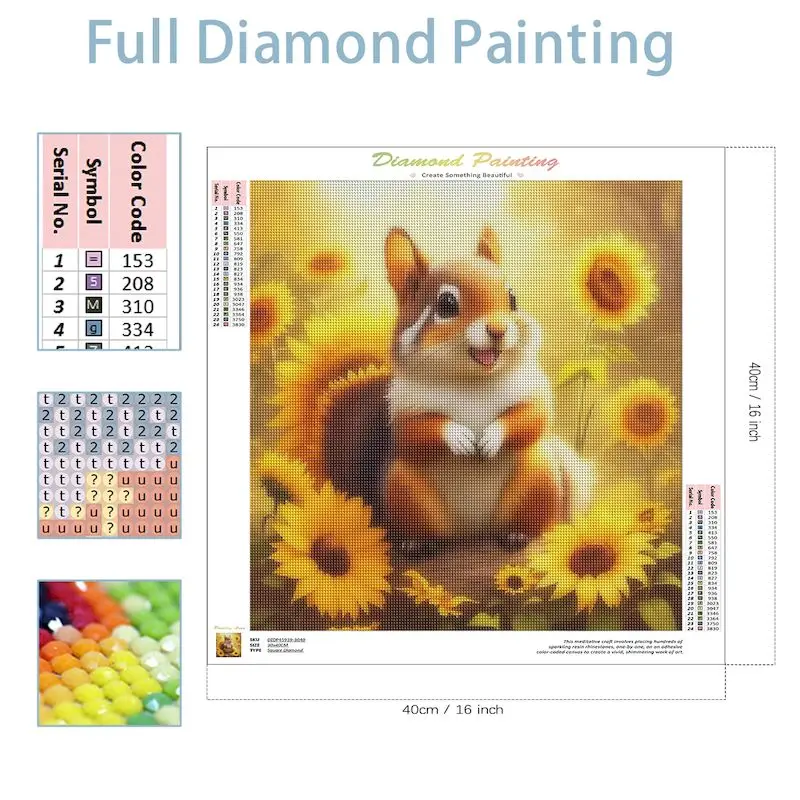 SDOYUNO Squirrel 5D DIY Diamond Painting Flowers and Animals Full Diamond Mosaic Embroidery Cross Stitch Kit Art Home Decoration