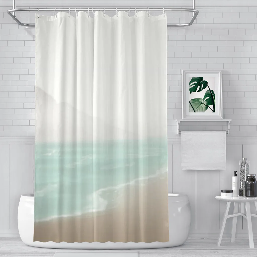 

Neutral colors Beach Shower Curtain for Bathroom Aesthetic Room Decoration