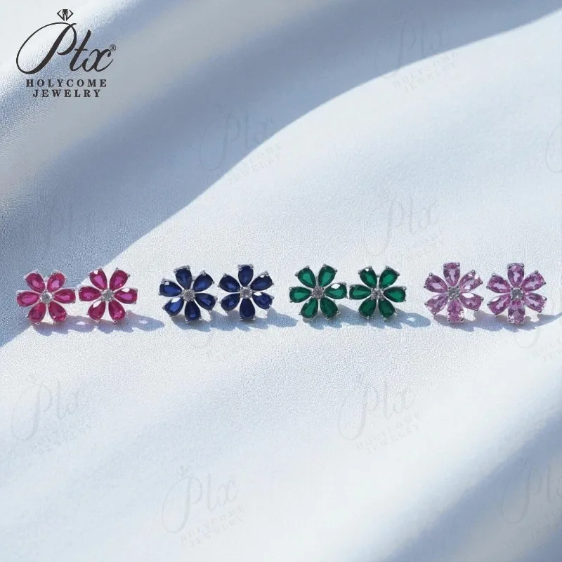 

Серьги-груши с шестью лепестками, 4,3-6,3 карата, рубиновый сапфир, Колумбия Padparadscha S925, гипоаллергенные серьги для женщин и девочек, романтический подарок