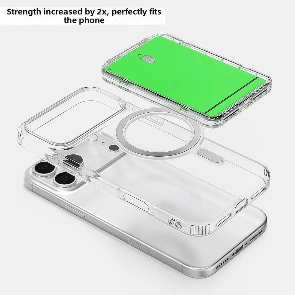 Transparent For MagSafe Card Sleeve 2 Card Slots Shockproof Magnetic Stand Card Holder Lightweight for iphone 17/16/15/14/13/12
