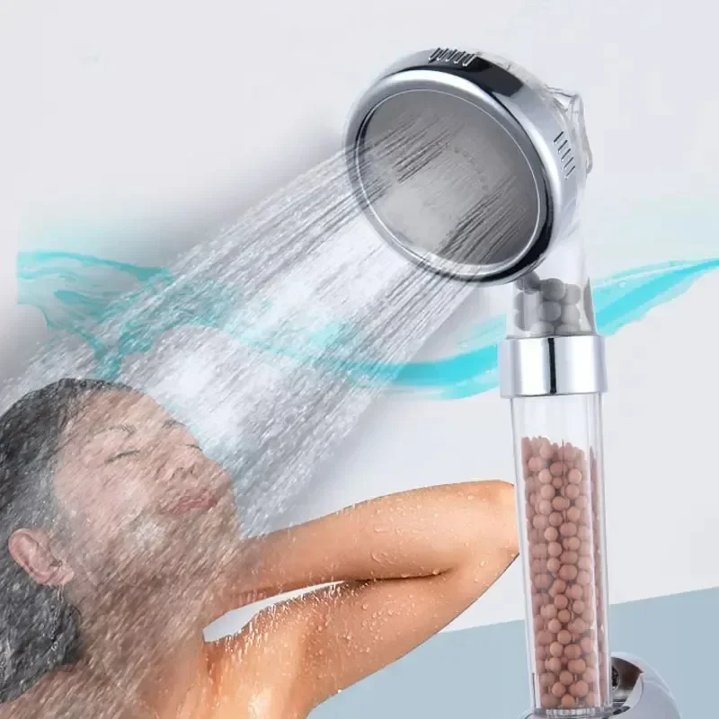 Adjustable High Pressure Shower Head, Water Saving Nozzle, Anion Filter, Spa, Home, Bathroom Accessories, 3 Modes