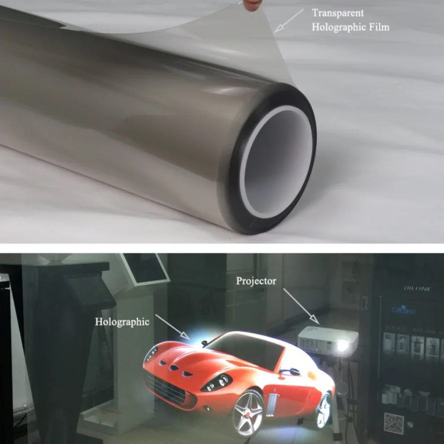 Picture 6: 100Inch 3D Transparent Self-Adhesive Holographic Projection Film Rear Type for Glass Windows and Projection Screens Customize