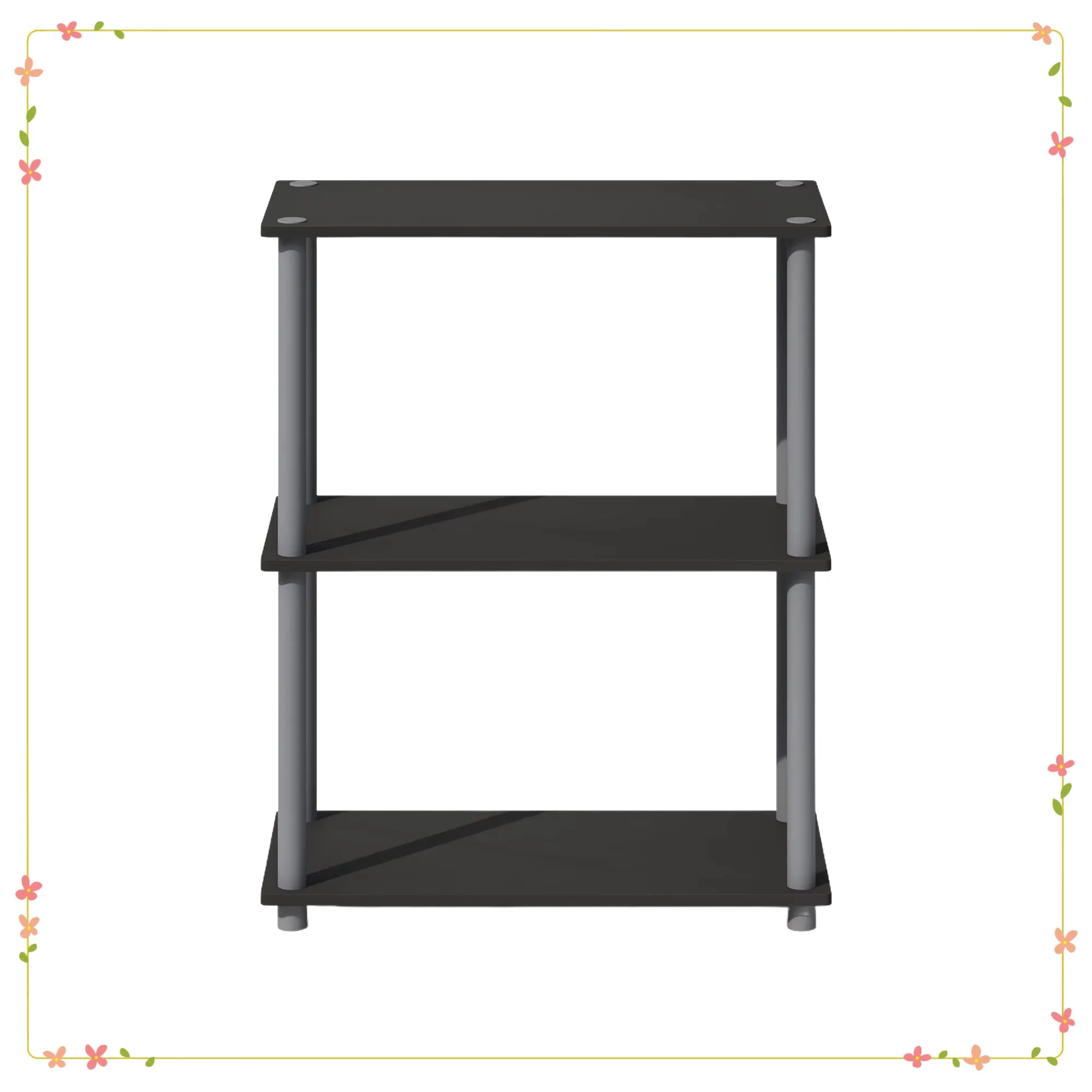 Estante multiusos de 3 niveles negro/gris, estantería de exhibición compacta para libros, decoración y organización