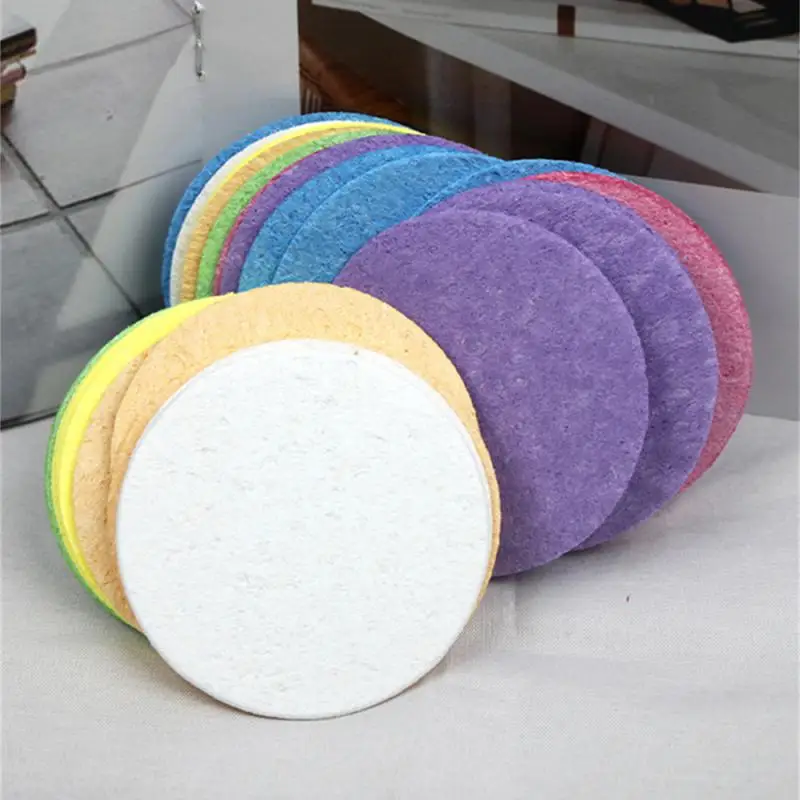 1/5/10 PCS Natural Biodegradable Wood Pulp Cotton Exfoliating Cleansing Wash Sponge Compressed Makeup Remover Wash Sponge