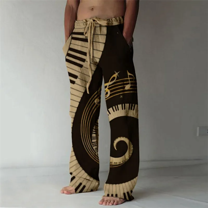 Sommer Strand hose Herren einfache lässige Hose mit weitem Bein 3D-Druck Musik Mode Hose mit weitem Bein Hawaii-Stil Hose