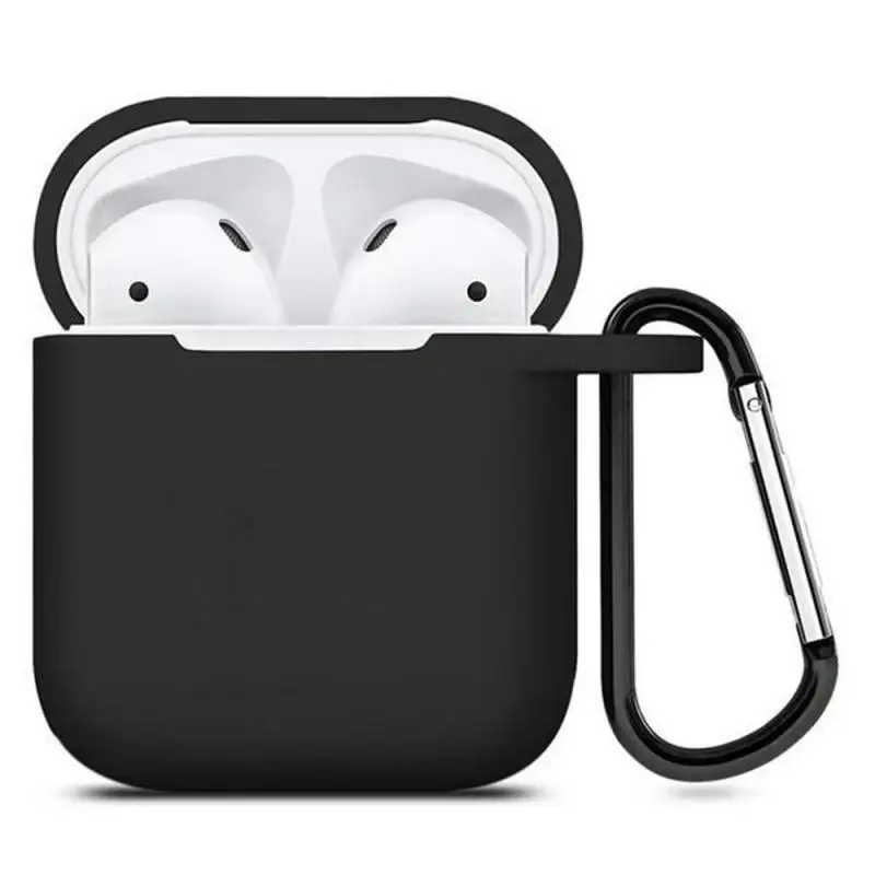 Siliconen Oortelefoon Hoesje Voor Airpods 1/2 Gen Hoesje Wirless Koptelefoon Huidvriendelijke Oordopjes Case Met Haak Iphone Case Tas