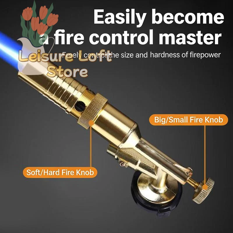 Adjustable Flame Gas Welding Torch Head Portable Nozzle Manual Ignition for BBQ Camping Repair Work