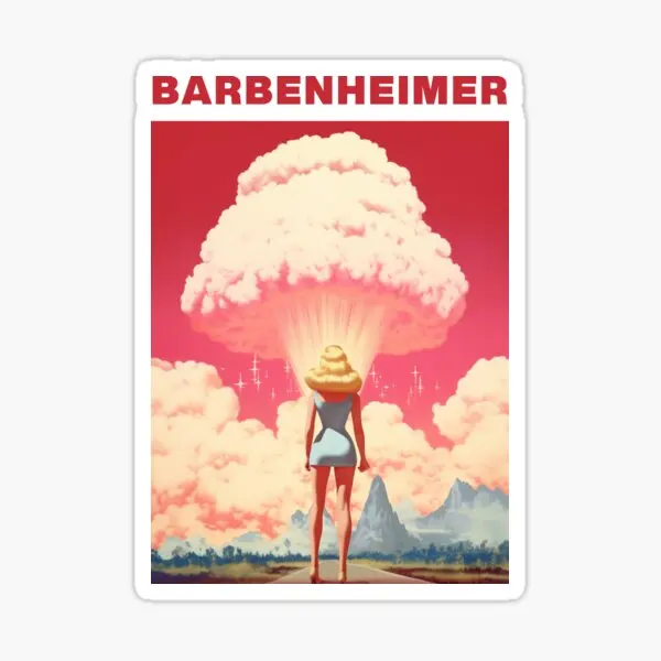 

Barbenheimer 2023 5 шт. наклейки для ноутбука фон багаж аниме окно дома бутылки для воды украшения Декор печать комната