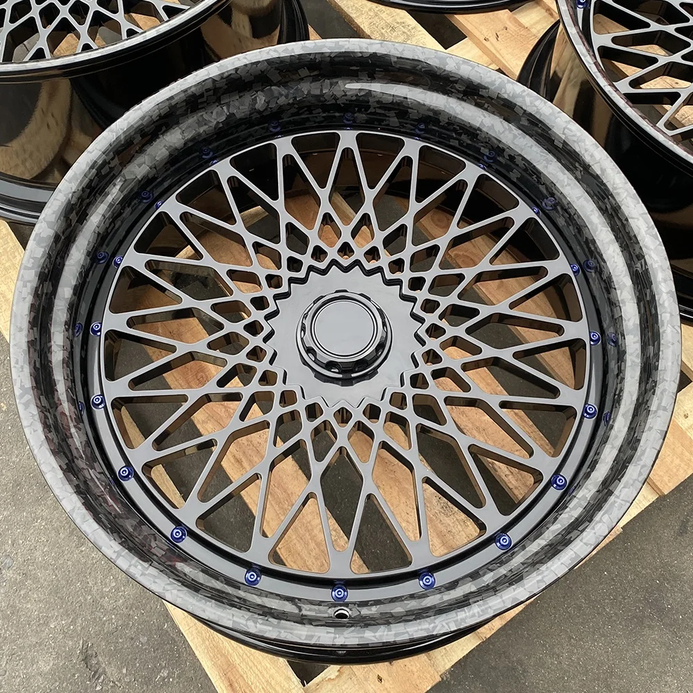 【Hot】 6061-T6 Aluminum Alloy Car Wheels Custom 23 Inch Lip Covered with Carbon Fiber Coating Forged Car Wheels