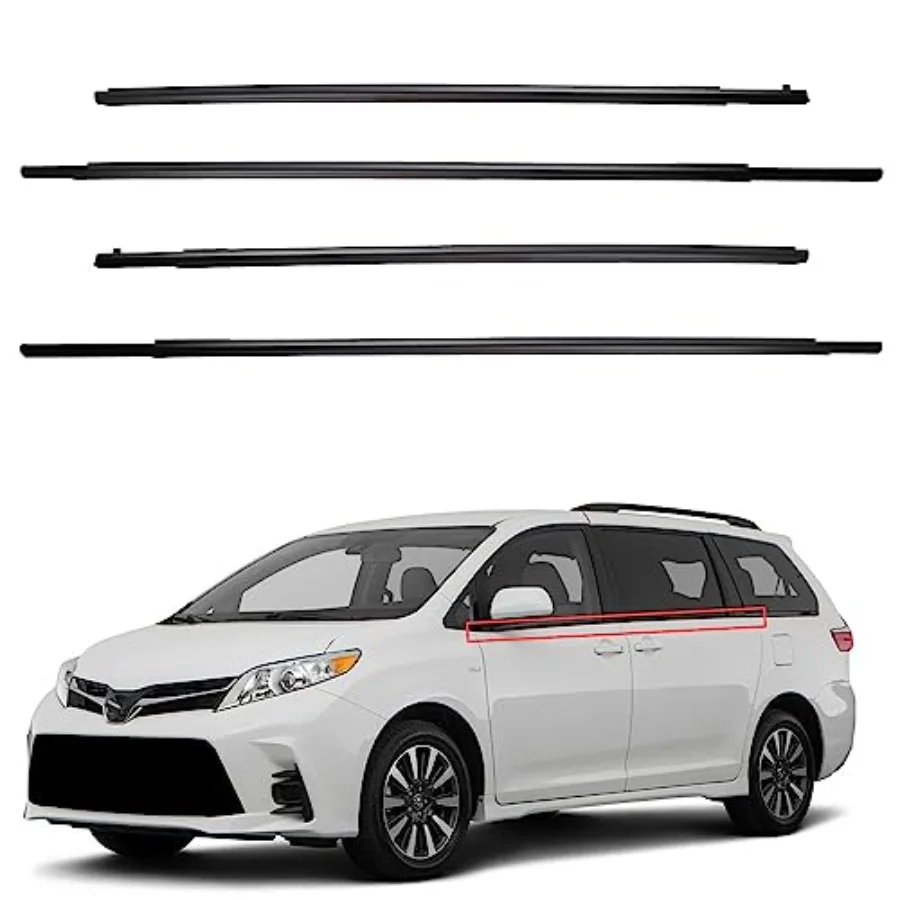 

4Pcs Window Weatherstrip Rubber Seal Compatible with Toyota Sienna 2011-2020 Window Trim Replaces# 6821008020 6818008020 682300