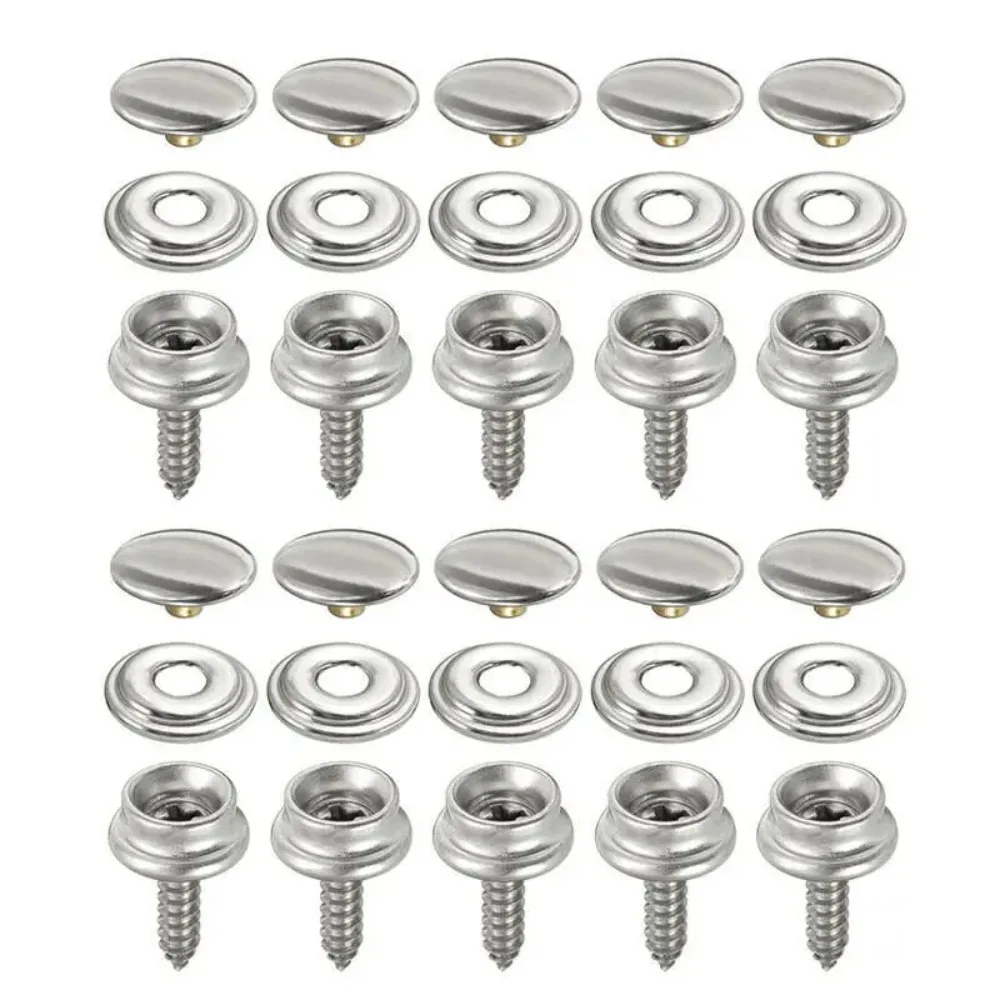 

30PCS Stainless Steel Snap Fasteners & Screws – Canvas Tent Boat Marine Canopy Hardware Kit for Awnings, Boats & Car Covers