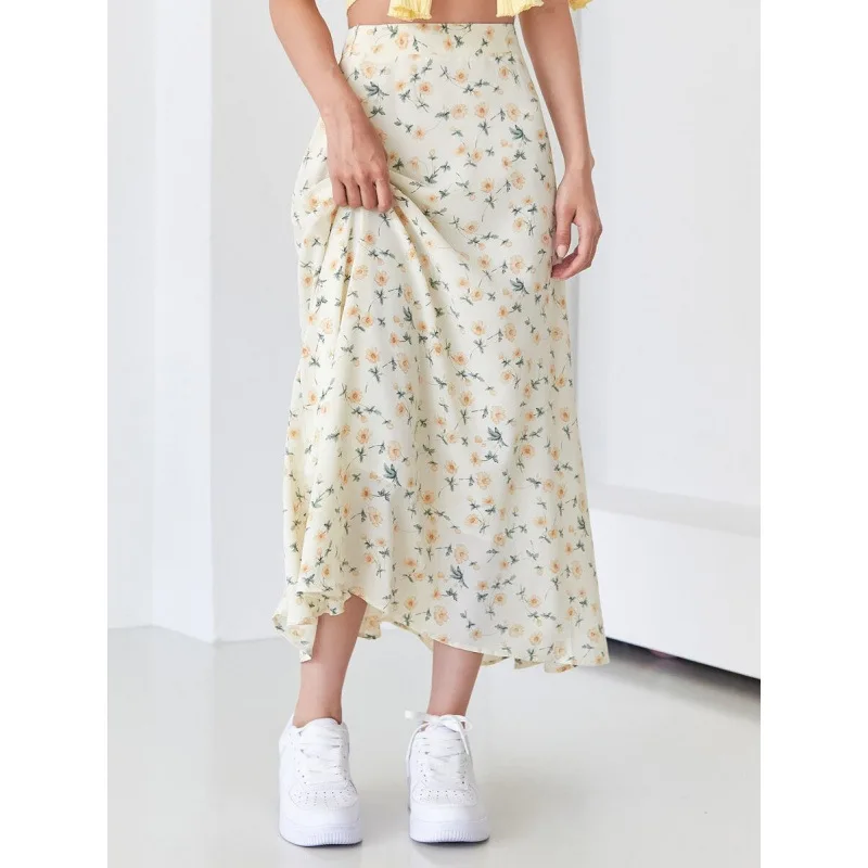 

Floral Chiffon Half Skirt J 48350 Women's Spring Season Neutral Style Other Fabric Other Process Skirt for Ladies