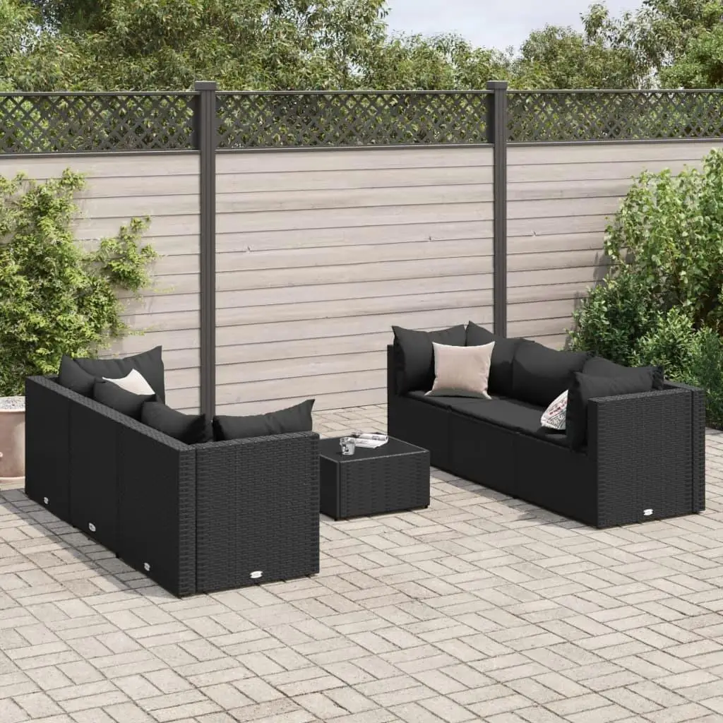 

Stylish Black Patio Lounge Set with 6 Comfortable Chairs and Table Perfect for Outdoor Relaxation