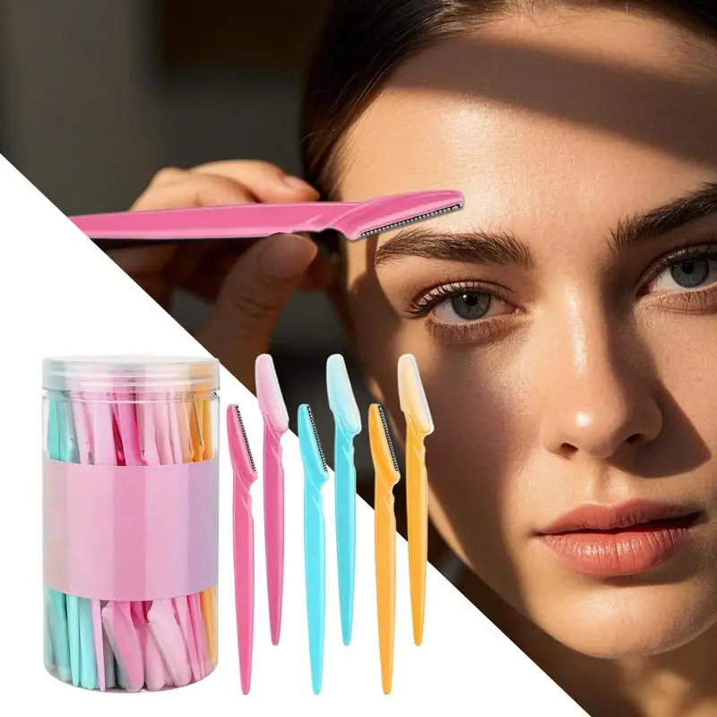 

Триммер для бровей, 66 шт., формирователь лица и бровей, бритва для бровей с защитной крышкой, портативный инструмент для дермапланирования лица для бровей