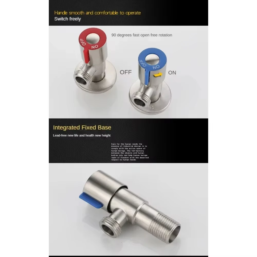 صمام مثلث المرحاض صمام إيقاف المياه صمام سخان المياه الفولاذ المقاوم للصدأ للحمامات المطابخ شرفات اكسسوارات المرحاض #3