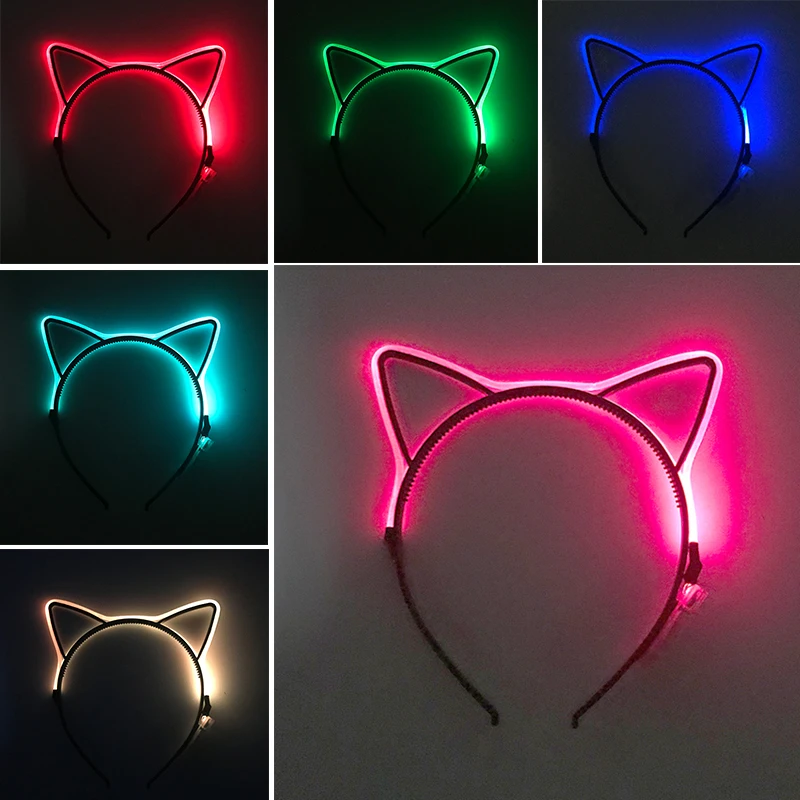 LED 고양이 귀 머리띠, 나이트 클럽 콘서트 가장 무도회 코스프레, 들러리 헤어 액세서리, 7 가지 색상