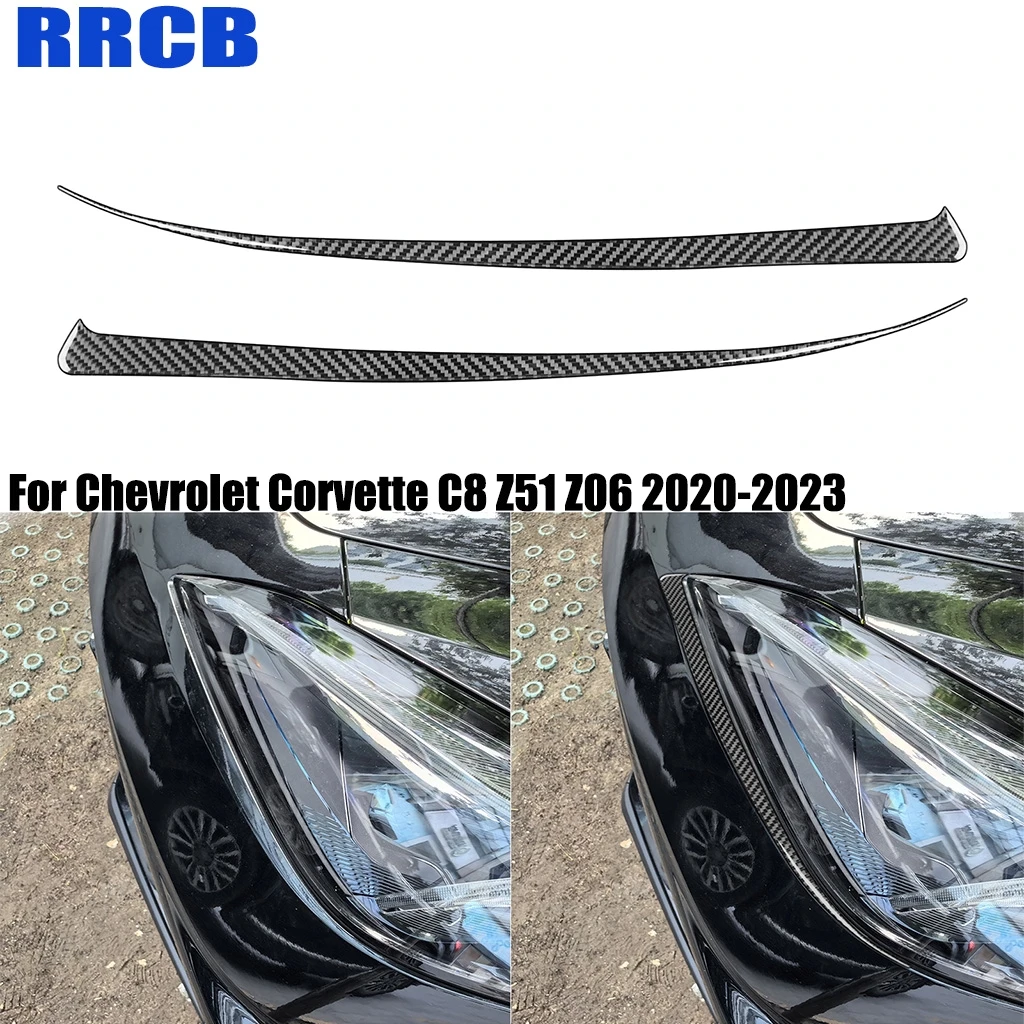 

For Chevrolet Corvette C8 Z51 Z06 2020-2025 Car Accessories Carbon Fiber Headlight Decorative Strip Exterior Cover Sticker Trim