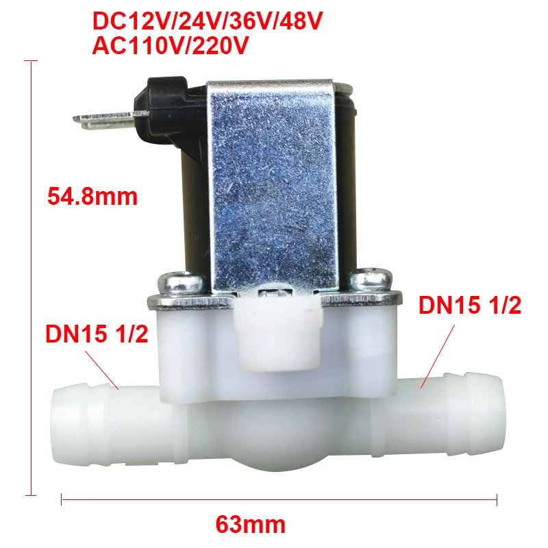 

Solenoid Valve Inlet Valve Plastic for Water Dispenser Water Boiler Water Purifier Water Heater Steam Tank 1/2" DN15