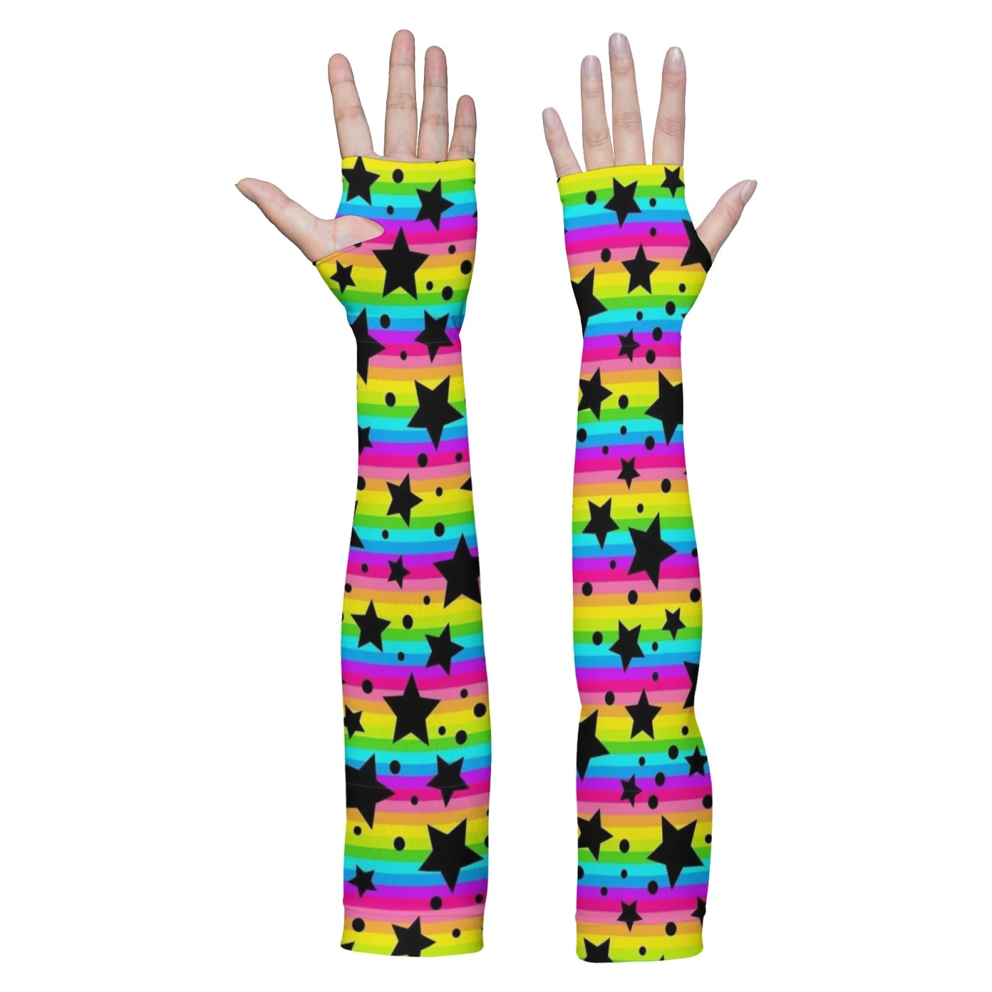 Neon Starry Sky Sunscreen Sleeves Unisex Breathable Non-slip Comfortable Cooling Arm Sleeves Cycling Gardening Protective Cover