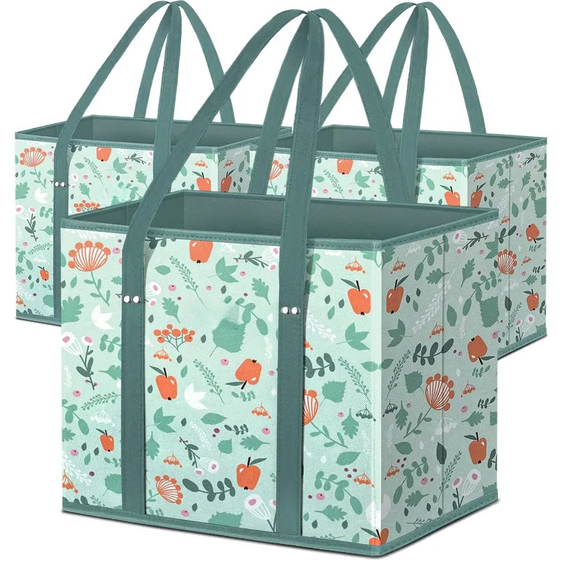 Foldable Reusable Shopping Bags Eco-Friendly Canvas Tote Bags for Online Shopping Foldable Green Living Market Bags
