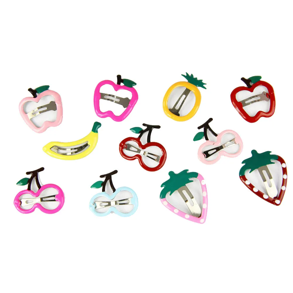 

30Pcs Candy Color Fruit Cartoon Hair Clips for Metal Snap Hair Accessories Assorted Patterns