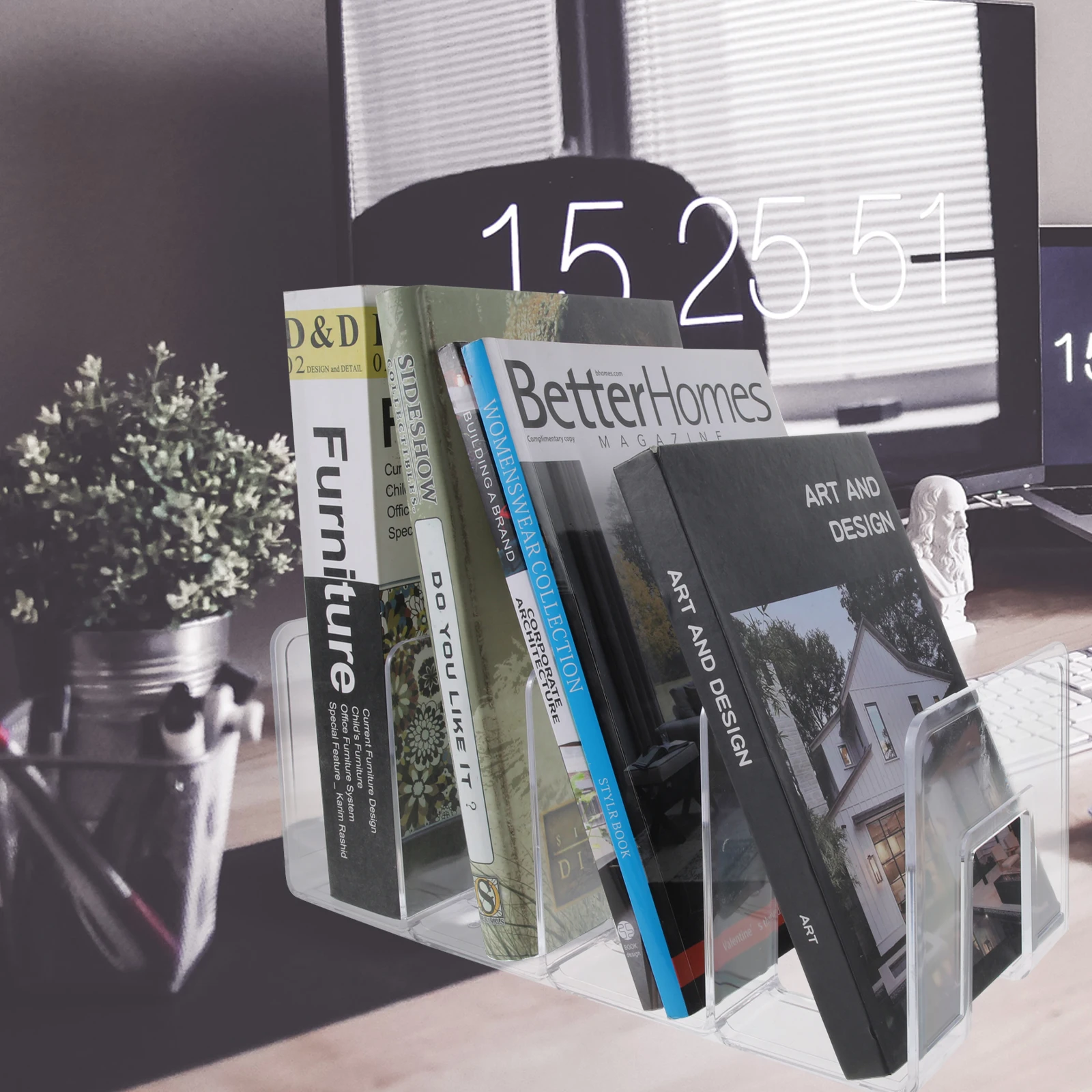 Acryl Boekenstandaard Rek Transparante Bureau-organizer Wit Dragende Verdikte Multifunctionele Boekensteunen Decoratieve Bindmiddel Sorter