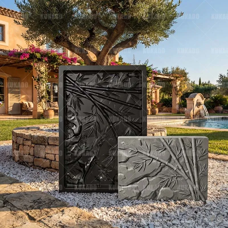 Bamboo Patterned 60x40x5cm Courtyard Floor Tile Mold Cement Brick Mold for Garden Walkway Paving Step Stone Imitation Stone B