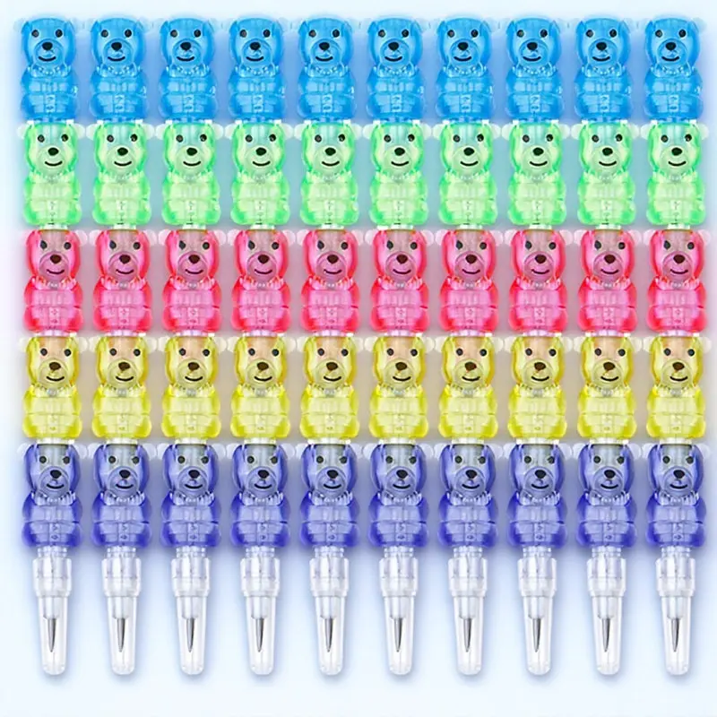 lapis-em-formato-de-urso-10-pecas-lapis-para-desenho-empilhaveis-para-escola-escritorio-uso-domestico-ferramentas-de-escrita-leves-e-premium-artigos-de-papelaria