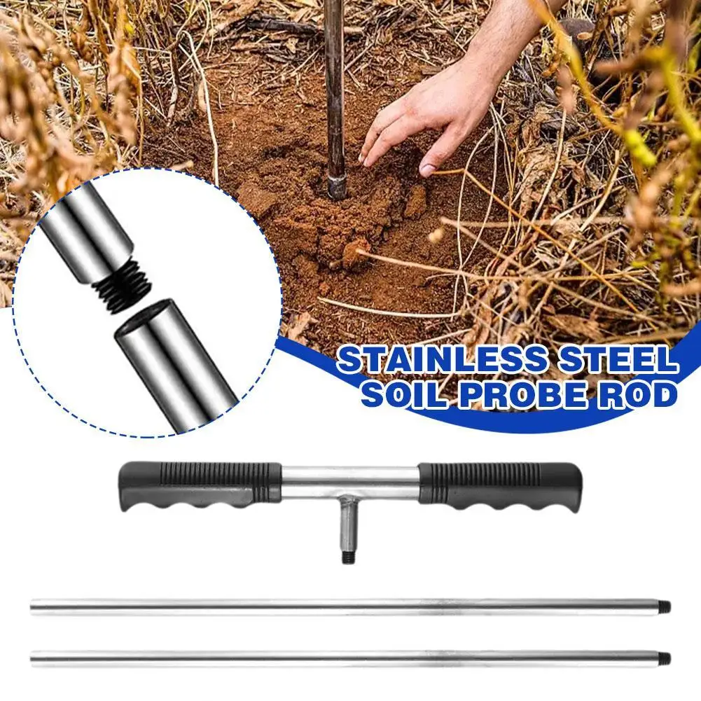 

Hight Adjustable Soil Probe Rod Stainless Steel Ground Rod Tool With T-Handle Soil Test Tool For Locate Septic Tanks Pipes