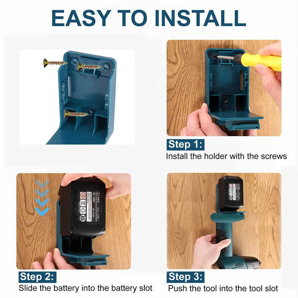 1/5 Pack Power Tool Battery Mount Holder 2-in-1 Stand For Makita/DEWALT/Milwaukee M18 18V Battery Tool Storage Rack Bracket