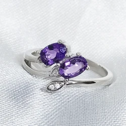 MeiBaPJ Natural Amethyst Gemstone Fashion Ring for Women Real 925 Sterling Silver Fine Jewelry