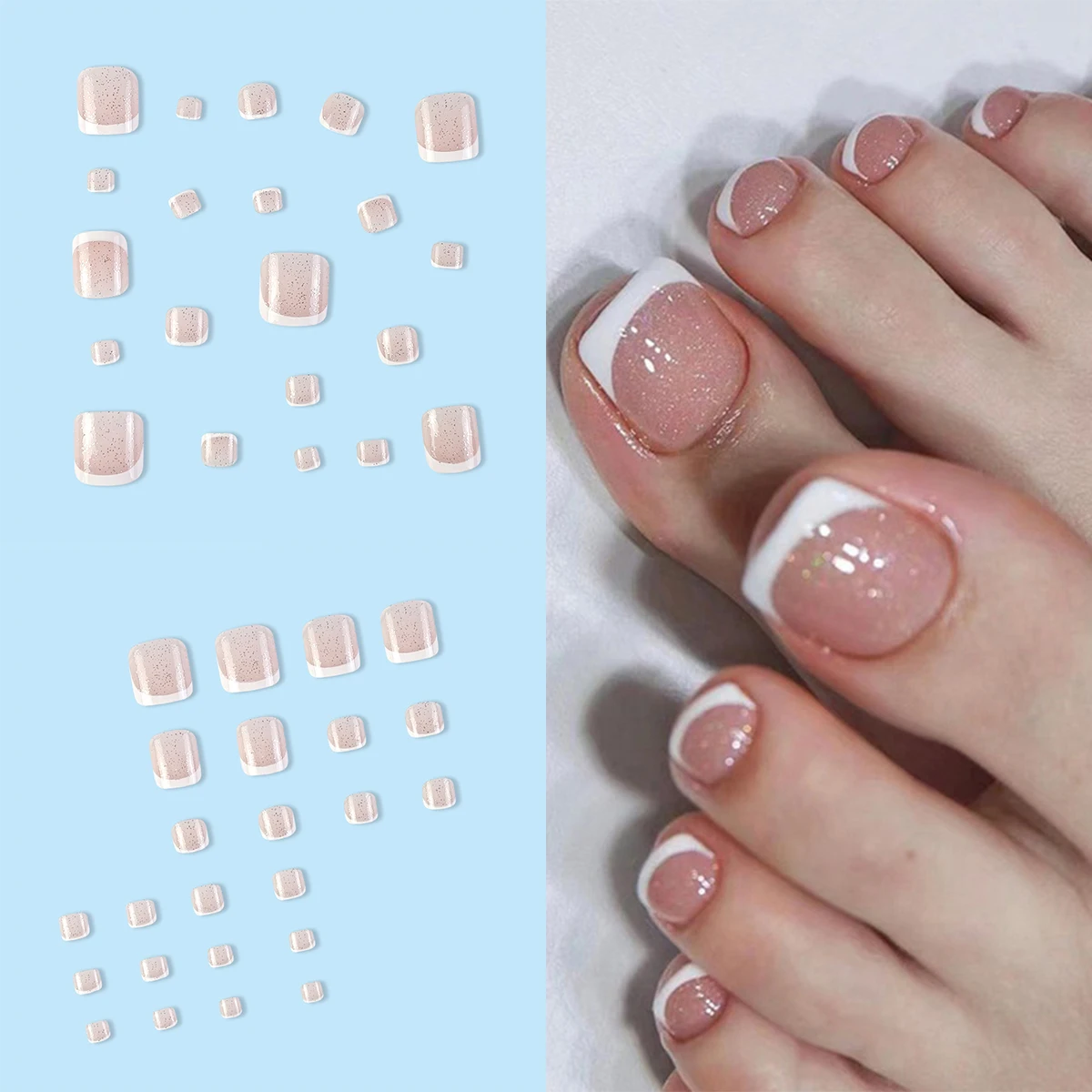 Autumn And Winter Style 24 Piece Nail Stickers Diy Artificial Colored Toe Nail Design Complete Set Of Foot Nail Art Decoration