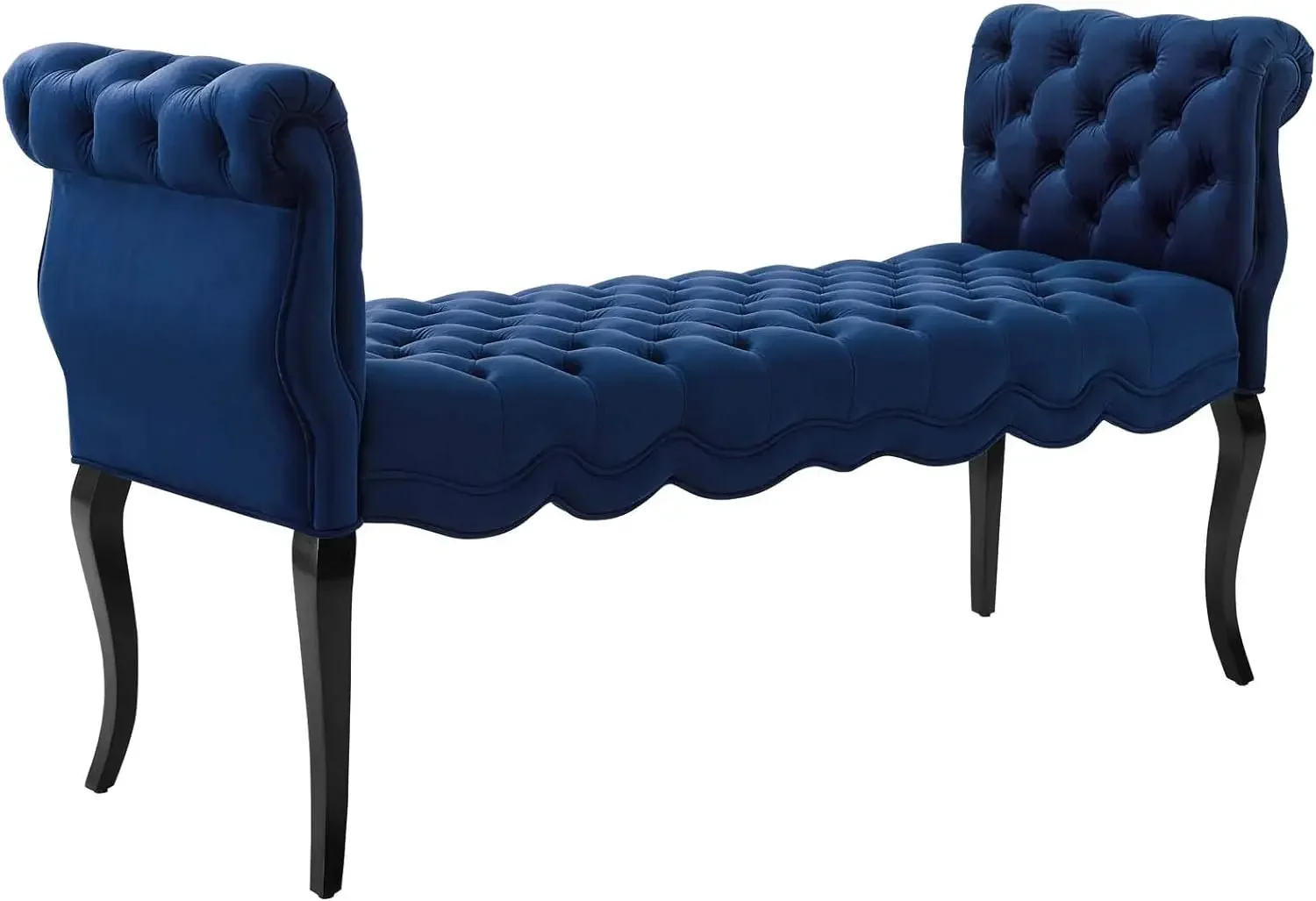 

Adelia Chesterfield Style Performance Velvet Entryway Bench in Navy Bathroom Chair Vanity Chair