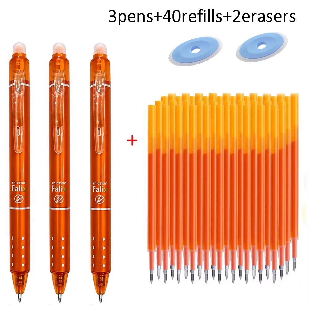 0,5 mm gelpennen met een drukmechanisme, die je kunt uitvegen, inclusief 40 navulpatronen en 2 gummen, met een afwasbare handgreep, geschikt voor school, kantoor en algemeen schrijfwerk.