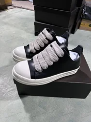 Ricks Design classico Lacci spessi retrò Pelle di vacchetta nera Owens Scarpe da uomo Stringate Low Top Casual Owens Scarpe da ginnastica piatte da donna