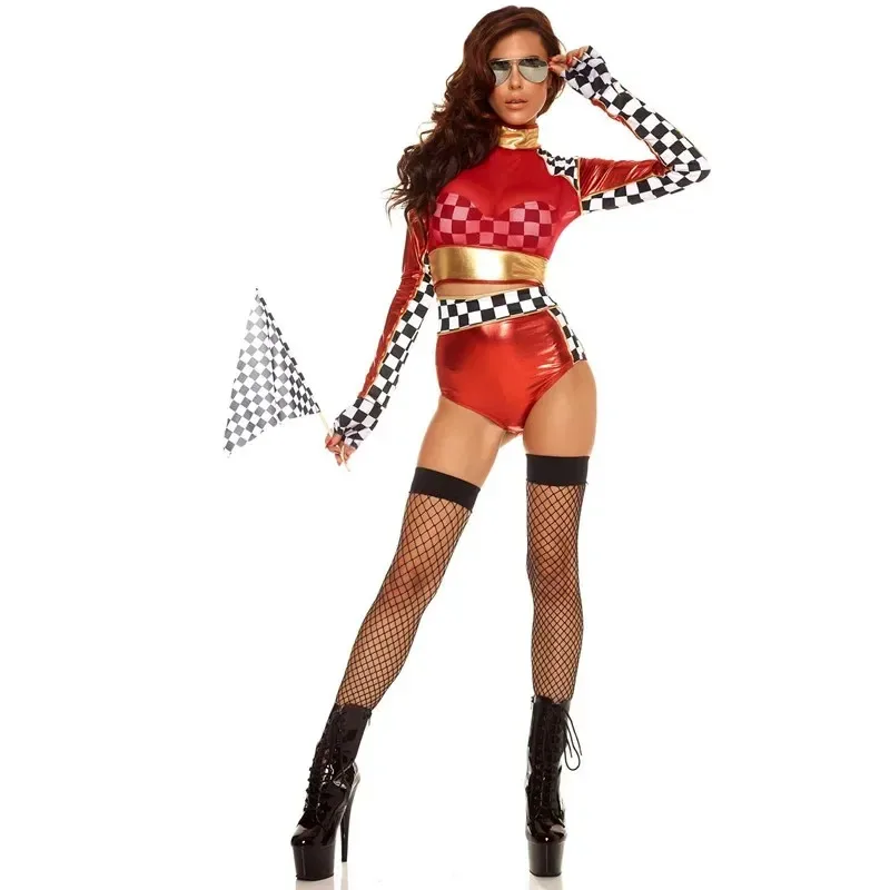 

Sexy Super Racer Car Girl Cheerleaders Costume Halloween Stage Performance Racing Driver Cosplay Dress 5ftu^ 5ftu^