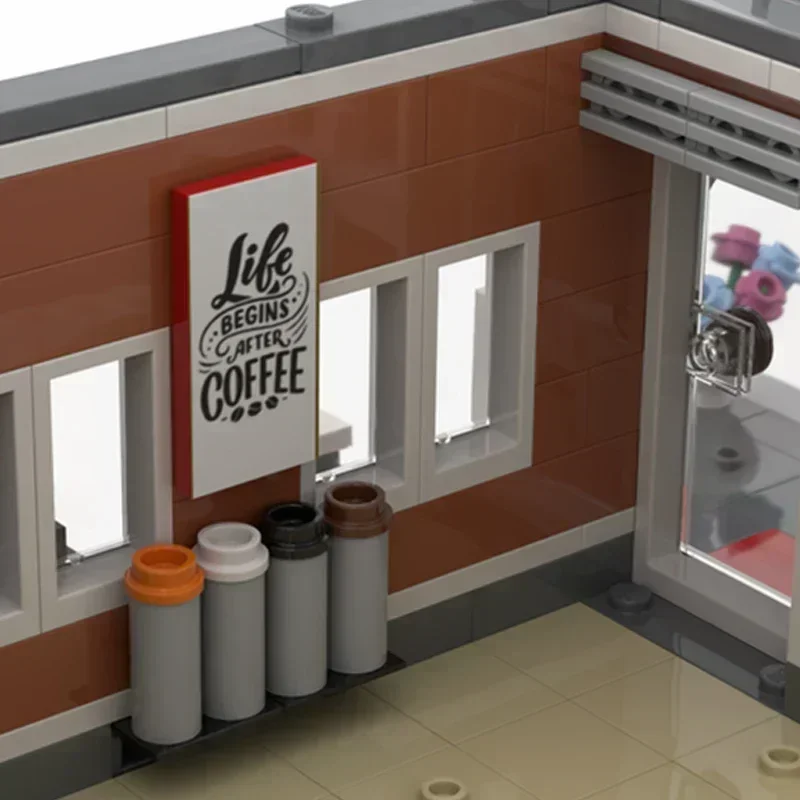Moc Bausteine Street View Modell Petshop Und Café Technische Ziegel DIY Montage Bau Spielzeug Für Kind Urlaub Geschenke