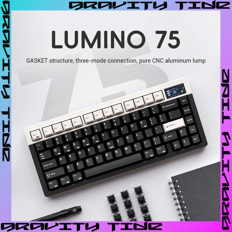 Lumino75 Aluminum Mechanical Keyboard Lovely Female Anode Customized Game Three Mode Wireless Keyboard Win/Mac Desktop laptop