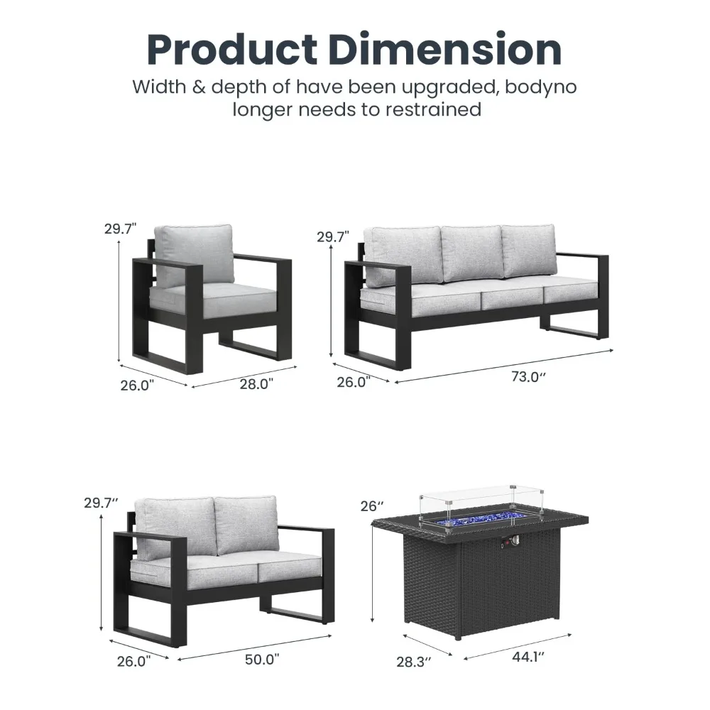 5-Piece Outdoor Aluminum Furniture Set with 44