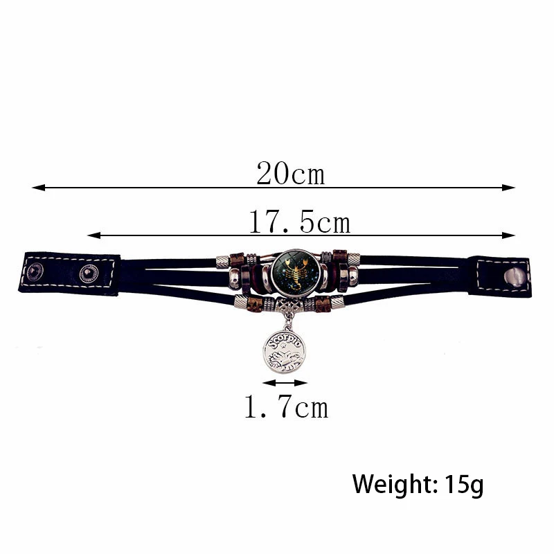 Pulsera luminosa Vintage de 12 constelaciones para hombres y mujeres, pulseras de cuero Punk trenzadas, regalo de cumpleaños, pulsera que brilla en la oscuridad