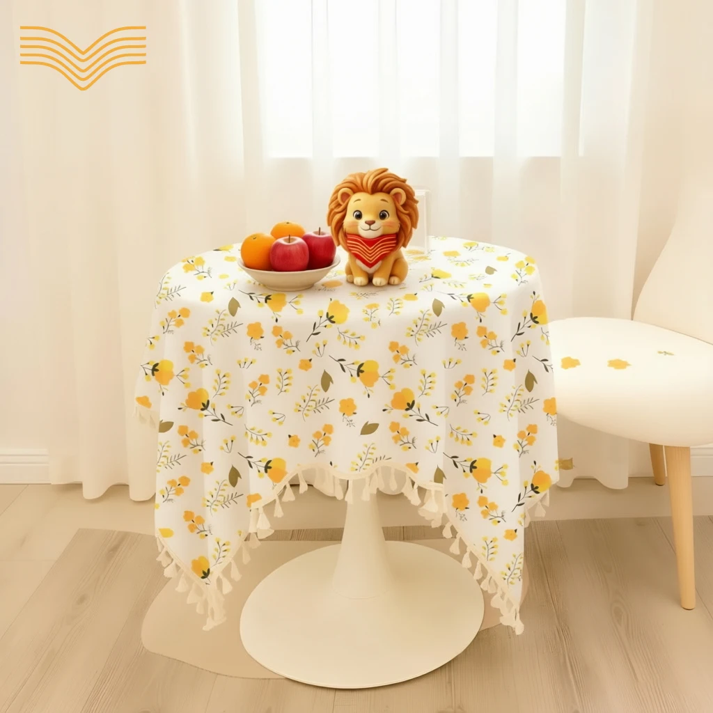 Ins Style Round Tassel Tablecloth Multi Patterns Decor Table Cloth With Exquisite Fringe Round Table Cover