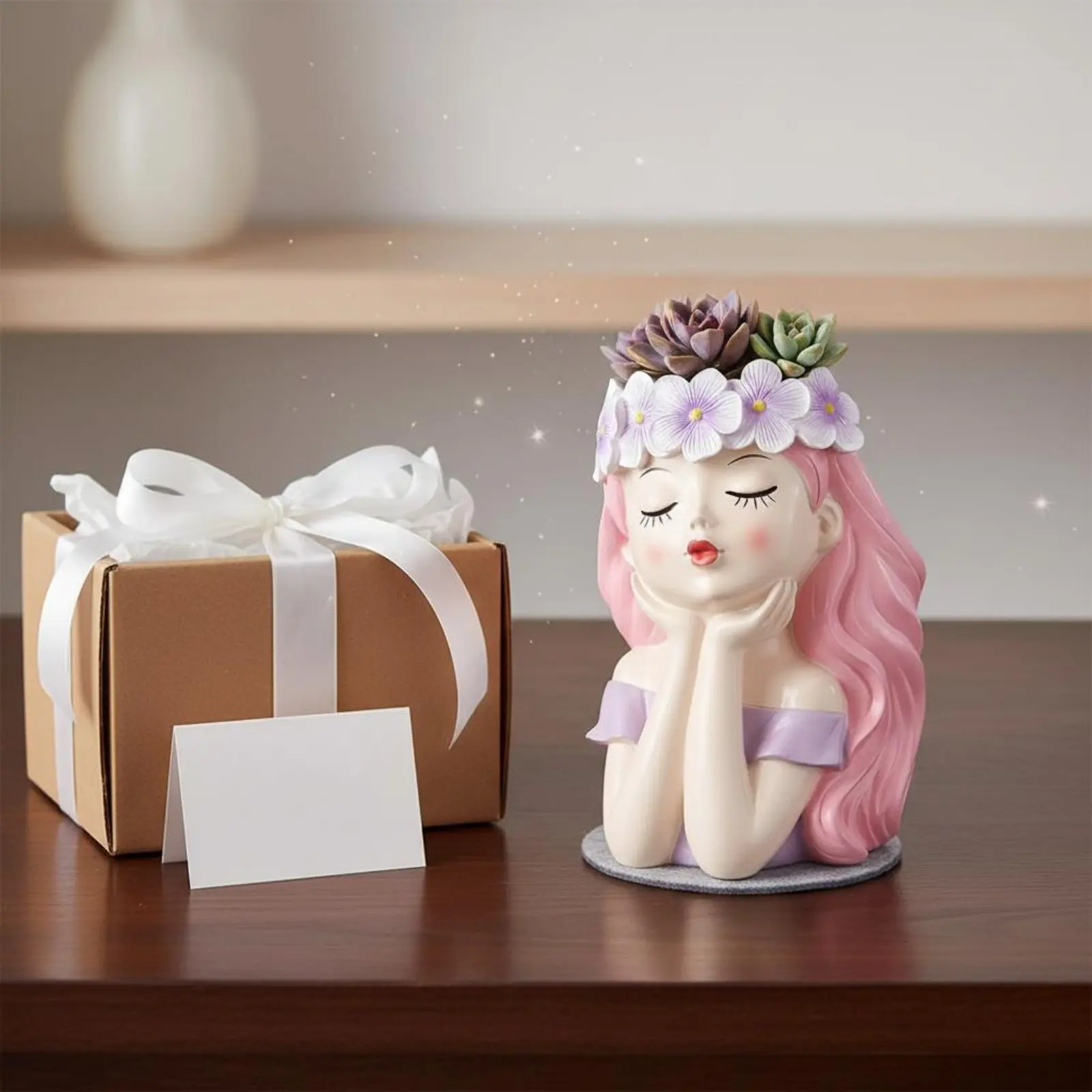 Fairy Plant Pot Creative Design Succulent Planter Figurine Girl Planter Statue Decorative Decor Item Cute for Balcony, Garden - view 5