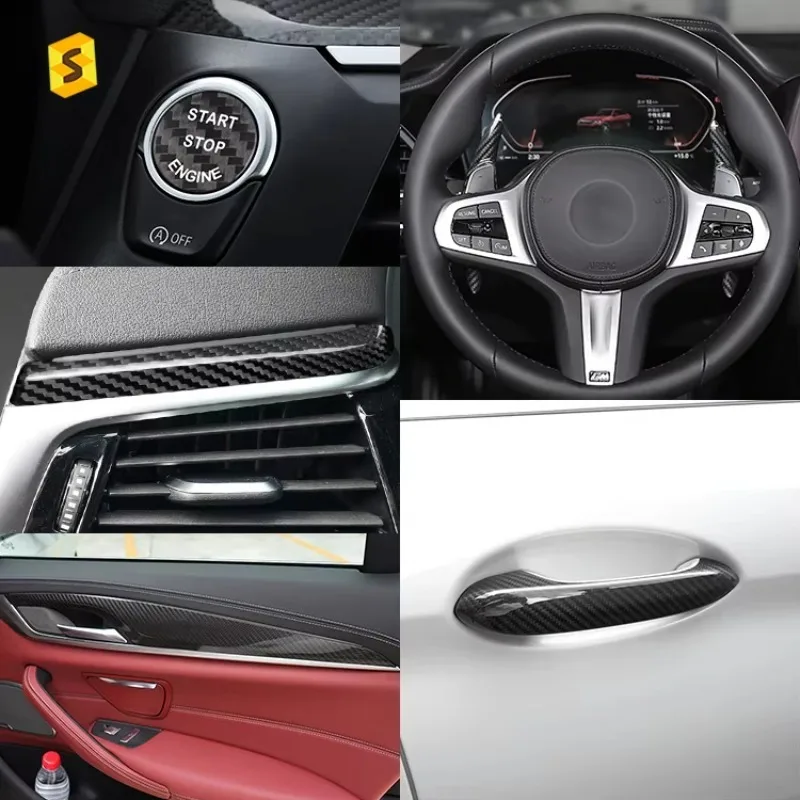 【2025】مجموعات داخلية للسيارة من ألياف الكربون الحقيقية الجافة من ألياف الكربون لسيارات BMW 5 Series G30 G31 G38 G32 GT