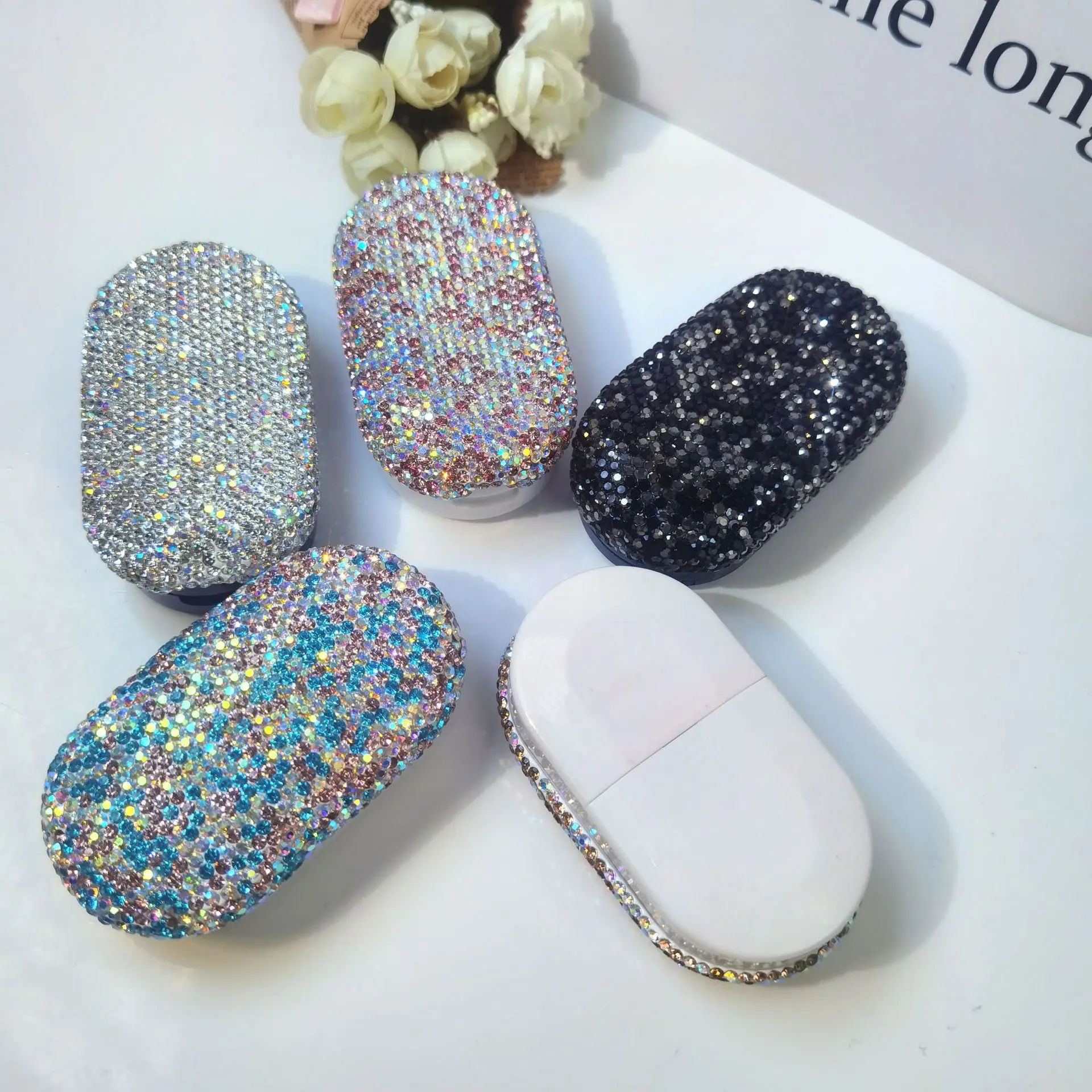 Bling Rhinestone Medicine Cutter Tablet Splitter Home Use Medicine Box Dispenser Portable Pill Cutter Medicine Storage Box