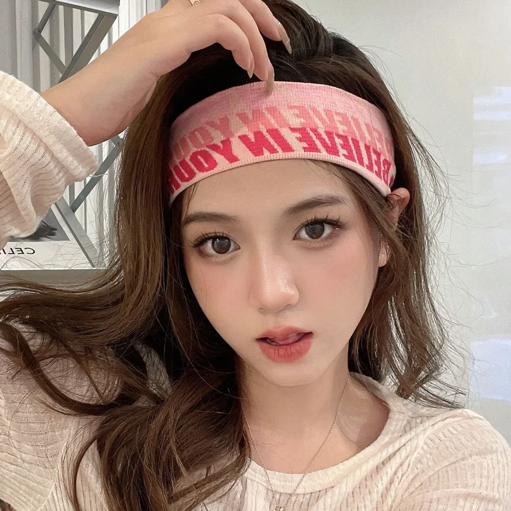 

Fashion Sports Headband Believe in Yourself Cotton Stretch Turban Headwear Elastic Casual Yoga Hair Band for Dance Biker