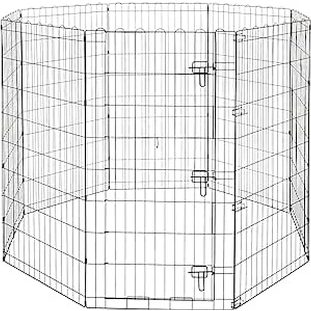 Foldable Octagonal Metal Exercise Pet Play Pen for Dogs, Fence Pen, Single Door, Black, 60 x 60 x 48 Inches