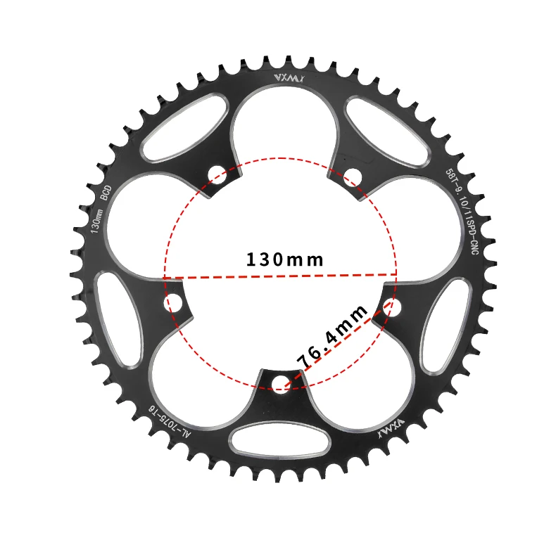 Rennrad schmales breites Kettenrad 130BCD rund 38T 40T 42T 44T 46T 48T 50T 52T 54 56T 58T 60 für Shimano 5700 130 Kettenblätter – Detail 3