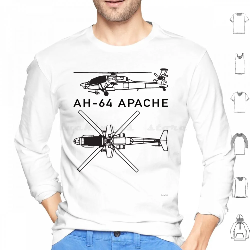 Ah-64 Apache Attack Helicopter Hoodie Cotton Long Sleeve Apache Helicopter Military Helicopters Combat Army Attack