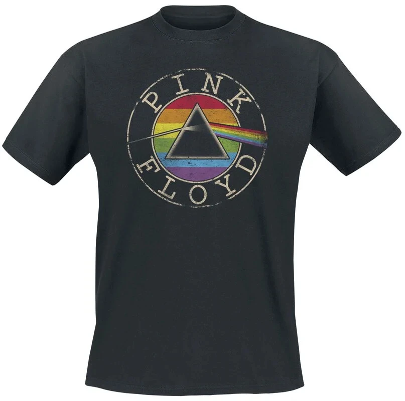 Camiseta con logotipo de Rainbow Pink Floyd Band, camiseta gráfica 100% de algodón, ropa de calle de verano para hombres y mujeres