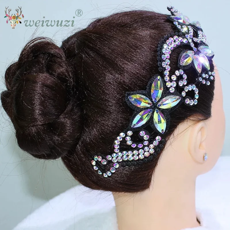 Children's Dancer Performance Headgear Accessories Diamond-encrusted for Girls Modern Ballroom Dance Latin Competition Ornaments